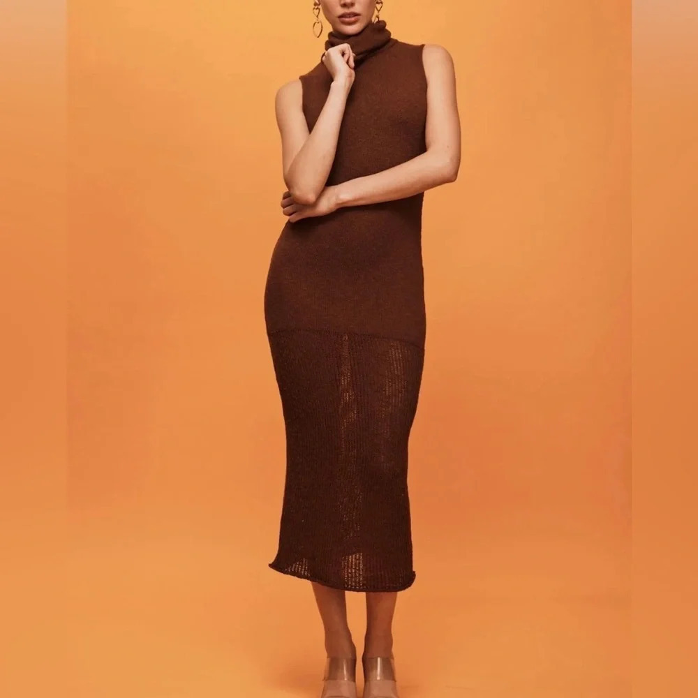 NWT Savannah Morrow The Label Darya Dress in Cocoa Sz Small